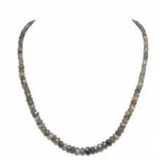 Necklace Strand String Beaded Labradorite Stone Diamond Cut Bead Women Gift D805